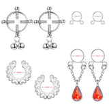 Maxbell 8Pcs Stainless Steel Charm Ring Non-piercing Clip On Adjustable