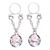 Maxbell 1 Pair Rhinestone Pearl Flower Nipple Ring Non Piercing Body Jewelry