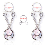 Maxbell 1 Pair Rhinestone Pearl Flower Nipple Ring Non Piercing Body Jewelry