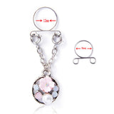 Maxbell 1 Pair Rhinestone Pearl Flower Nipple Ring Non Piercing Body Jewelry