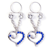 Maxbell 1 Pair Rhinestone Love Heart Nipple Ring Non Piercing Body Jewelry Blue