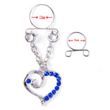 Maxbell 1 Pair Rhinestone Love Heart Nipple Ring Non Piercing Body Jewelry Blue