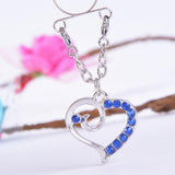 Maxbell 1 Pair Rhinestone Love Heart Nipple Ring Non Piercing Body Jewelry Blue