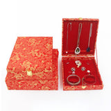 Maxbell Velvet Jewelry Set Box Tray Wedding Necklace Storage Display 23x20x5.5cm