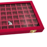 Maxbell Velvet Stackable Jewelry Display Tray Case for Jewellery Earrings Rose Red