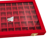 Maxbell Velvet Stackable Jewelry Display Tray Case for Jewellery Earrings Red