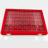 Maxbell Velvet Stackable Jewelry Display Tray Case for Jewellery Earrings Red