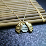 Maxbell Open Locket Necklace Engraved You Are My Sunshine Sunflower Golden