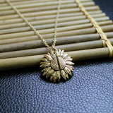 Maxbell Open Locket Necklace Engraved You Are My Sunshine Sunflower Golden