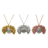 Maxbell Open Locket Necklace Engraved You Are My Sunshine Sunflower Golden