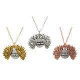 Maxbell Open Locket Necklace Engraved You Are My Sunshine Sunflower Golden