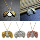 Maxbell Open Locket Necklace Engraved You Are My Sunshine Sunflower Golden
