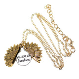 Maxbell Open Locket Necklace Engraved You Are My Sunshine Sunflower Golden