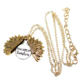 Maxbell Open Locket Necklace Engraved You Are My Sunshine Sunflower Golden