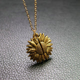 Maxbell Open Locket Necklace Engraved You Are My Sunshine Sunflower Golden