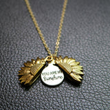 Maxbell Open Locket Necklace Engraved You Are My Sunshine Sunflower Golden