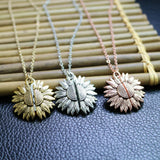 Maxbell Open Locket Necklace Engraved You Are My Sunshine Sunflower Rose Gold