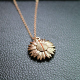 Maxbell Open Locket Necklace Engraved You Are My Sunshine Sunflower Rose Gold