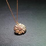 Maxbell Open Locket Necklace Engraved You Are My Sunshine Sunflower Rose Gold