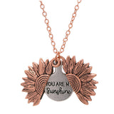 Maxbell Open Locket Necklace Engraved You Are My Sunshine Sunflower Rose Gold