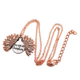 Maxbell Open Locket Necklace Engraved You Are My Sunshine Sunflower Rose Gold
