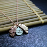 Maxbell Open Locket Necklace Engraved You Are My Sunshine Sunflower Rose Gold