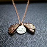 Maxbell Open Locket Necklace Engraved You Are My Sunshine Sunflower Rose Gold