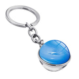Maxbell Metal Gem Cabochon Keychain Split Rings Fashion Keyring Key Chain Decors C