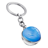 Maxbell Metal Gem Cabochon Keychain Split Rings Fashion Keyring Key Chain Decors C