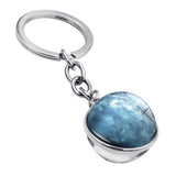 Maxbell Metal Gem Cabochon Keychain Split Rings Fashion Keyring Key Chain Decors J