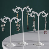 Maxbell 3x Iron T Bar Earring Necklace Jewelry Display Stand Rack White-Wave