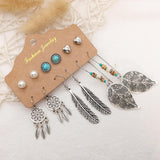 Maxbell 6 Pairs Fashion Earrings Women Boho Dangle Drop Earring Cute Moon Star C