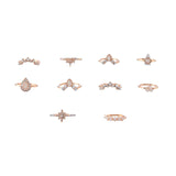 Maxbell 10pcs Set Boho Women Stack Knuckle Ring Mid Finger Tip Rings Set Jewelry