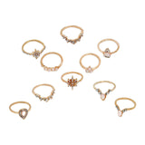 Maxbell 10pcs Set Boho Women Stack Knuckle Ring Mid Finger Tip Rings Set Jewelry