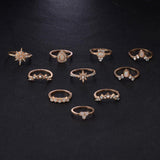 Maxbell 10pcs Set Boho Women Stack Knuckle Ring Mid Finger Tip Rings Set Jewelry