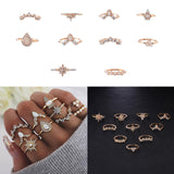 Maxbell 10pcs Set Boho Women Stack Knuckle Ring Mid Finger Tip Rings Set Jewelry