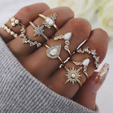 Maxbell 10pcs Set Boho Women Stack Knuckle Ring Mid Finger Tip Rings Set Jewelry