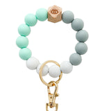 Silicone Bead Keyring Bracelet Wristlet Bangle w/ Tassel Keychain E