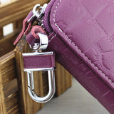 Leather Keychain Unisex Holder Case Cowhide Car Key Chain Organizer Purple