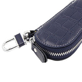 Leather Keychain Unisex Holder Case Cowhide Car Key Chain Organizer Blue