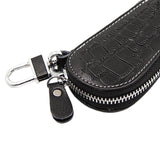 Leather Keychain Unisex Holder Case Cowhide Car Key Chain Organizer Black