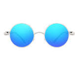 Steampunk Retro Round Circle Sunglass Metal Frame UV Protection Silver Blue