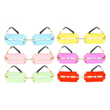 Razor Blade Shaped Sunglasses Rectangular for Shopping Party Golden Blue