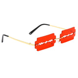 Razor Blade Shaped Sunglasses Rectangular for Shopping Party Golden Red