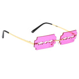 Razor Blade Shaped Sunglasses Rectangular for Shopping Party Golden Purple