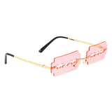 Razor Blade Shaped Sunglasses Rectangular for Shopping Party Golden Pink