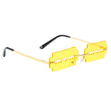 Razor Blade Shaped Sunglasses Rectangular for Shopping Party Golden Yellow