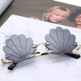 Cute Shell shape Sunglasses Rimless Cat Eye for Women Eyeglasses black gray