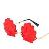 Cute Shell shape Sunglasses Rimless Cat Eye for Women Eyeglasses red