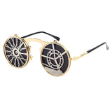 Steampunk Round Sunglasses Circle Goggles UV Protection Men Women Bicycle